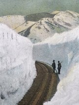 Antique 1909 Spring Snow on Pike&#39;s Peak Cog Road Railroad Tracks Postcard - £7.60 GBP