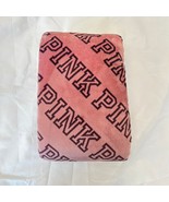 Victoria’s Secret PINK Sherpa Throw Blanket 50x60 Pink Black Logo  - $32.67