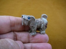 (Y-DOG-LL-15) gray red Lhasa Apso DOG small stone carving SOAPSTONE lap ... - £6.78 GBP