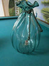 Large Pilgrim Glass Paneled Vase 11&quot; Light Clear BLUE/GREEN - £58.40 GBP