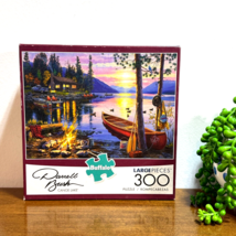 Buffalo 300 piece Jigsaw Puzzle Darrell Bush Rustic Cabin Mountain Lake - $12.56