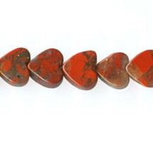 6mm Poppy Jasper Flat Heart Beads (10) TEN BEADS - $1.98