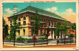 Publici Biblioteca Costruzione Providence Rhode Island Ri Lino Cartolina A6 - £3.16 GBP
