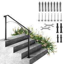 VEVOR Handrails for Outdoor Steps, Fit 3-4 Steps, Arch#3 Wrought Iron,  ... - $87.99