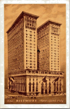 Postcard New York Biltmore Hotel  Sepia Color White Border 1950  5.5 x 3.5 &quot; - £7.43 GBP