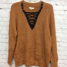Anthropologie Entro Womens Pullover Sweater Brown Marled Long Sleeve Lac... - £12.07 GBP