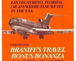 Fly Braniff Free Travel Bonus Bonanaza Brochure 1981 Frequent Flyer Prgram - $54.59