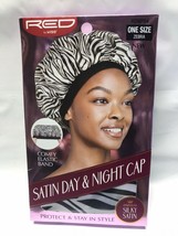 Red By Kiss Satin Day &amp; Night Cap Zebra HDNP04 Comfy Elastic Band Silky Satin - £3.10 GBP