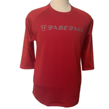 Under Armour Baseball Shirt Mens Small Red 9 Strong Loose Athletic 3/4 Sleeve - £7.90 GBP