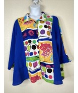 Ali Miles Womens Plus Size 2X Colorful Funky Button-Up Blouse 3/4 Sleeve - £24.77 GBP
