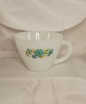 Vintage Fire King Anchor Hocking Cup Bonnie Blue Carnations Pattern Milk Glass - $12.86