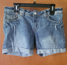 Ladies Jean Shorts Red Rivet Size 13 Inseam 4.5x Waist 20&quot;x Rise 20&quot; Nic... - £11.79 GBP