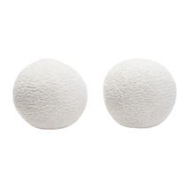 Set of (2) 10&quot; Round Accent Pillows in White Faux Sheepskin by Diamond Sofa - £72.08 GBP