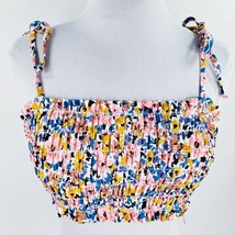 Xhilaration Smocked Bandeau Bikini Top Juniors XS 1 00 Strappy Floral Swimwear - £7.82 GBP