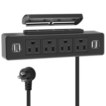 Under Desk Power Strip, Adhesive Wall Mount With Usb, Black Desktop Power Outlet - £36.44 GBP
