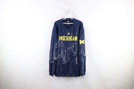 Adidas Mens XL Custom Fire Flames Spell Out University of Michigan Sweatshirt - £79.35 GBP