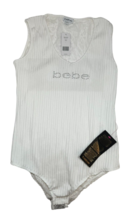 NWT bebe Logo Sheer Lace Back Bodysuit Size L White - £21.77 GBP