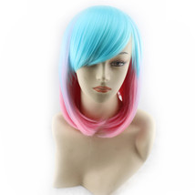 Cosplay Bob with Bangs Heat Resistand Synthetic Hair Wigs Ombre Color - $13.00