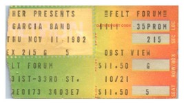 Jerry Garcia Banda Concierto Ticket Stub Noviembre 11 1982 Madison Square Jardín - £48.20 GBP