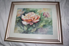 Rose Delight - Tankis Bula Watercolor Rose Framed Art Print - £96.42 GBP