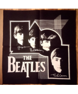 THE BEATLES B/W Screen Printed Tapestry: 60 s Depiction Rare Vintage Collectable