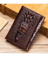 100% Genuine Leather Men’s Wallet – Crocodile Pattern, Multi-Card Short Wallet - $49.99