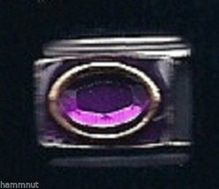 Purple Oval Rhinestone #11 Beautiful Italian Charm - £10.76 GBP