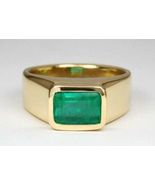 14K Yellow Gold Plated Simulated Emerald Bezel Set Solitaire Engagement ... - $99.99
