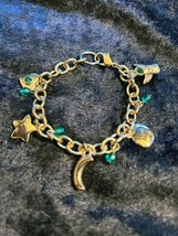 Gold Tone Birthstone  5 Charm Bracelet - Month of May - £3.15 GBP