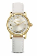 NEW Deporte 9951 Women&#39;s Danica Collection Silver Dial White Leather Gold Watch - £18.90 GBP