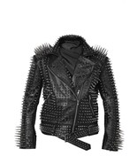 Personalized Steampunk Jacket, Heavy Metal Long Spiked Jacket.Men SPIKED... - $323.19