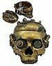 Steampunk Cyborg Robotic Skull Jewelry Box Figurine 7.5&quot;L Skull Bowl Container - £36.76 GBP