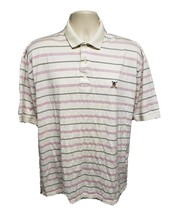 Tommy Hilfiger Golf Adult Large White Pink &amp; Black Stripe Shirt - $17.82