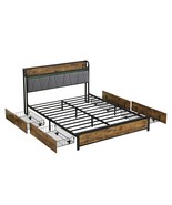 Contemporary Full Size Bed Frame with Storage Headboard, Charging, LED - $433.05 CAD