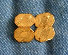 Antique Engraved Gold-tone Cufflink Buttons 5/8&quot; - £10.35 GBP