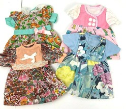 4 Doll Dresses Fits an 18&quot; Doll Pink Blue Peach Floral 8&quot; Long Vintage China - £20.43 GBP