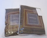 2 Croscill PORTLAND STRIPE Olive Burgundy Tan Euro Shams - $57.55