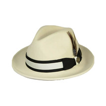 Men Bruno Capelo Hat Australian Wool Soft Fedora ZANE ZA405 Ivory Black Band image 4