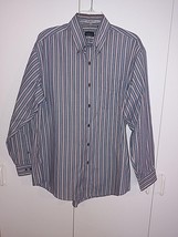 VAN HEUSEN MEN&#39;S LS STRIPED POLYESTER/COTTON SHIRT-15/15.5X33.5-WORN ONC... - $6.79