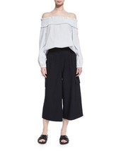NWT  AUTH Tibi OWEN TWILL CROPPED WIDE-LEG PANTS in Navy $425 - $75.00