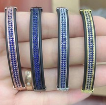 Large 60mm blue Colorful  Micro  PAVE rectangle connector Charm,bar long  pendan - $29.90