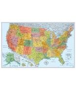 Rand McNally Signature Political Wall Map United States w/ Capitals 50&quot; ... - £11.02 GBP