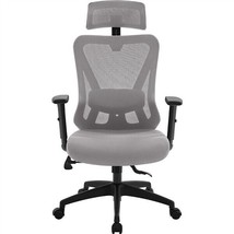 Office Chair Desk Chair Computer Chair With Adjustable Arms And Headrest Grey - £115.53 GBP