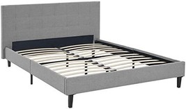 Modway Linnea Upholstered Light Gray Full Platform Bed With Wood Slat Support - £191.07 GBP