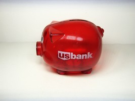 US BANK RED PLASTIC PIG PIGGY COIN BANK OLDER PIECE - £7.74 GBP