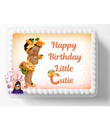 Happy Birthday Little Cutie Black Baby Themed Edible Image Oranges Birth... - $320.47 MXN
