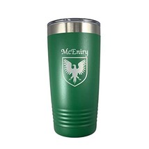 McEniry Irish Coat of Arms Stainless Steel Green Travel Tumbler - £22.12 GBP