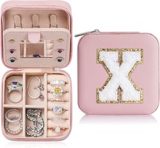 Travel Jewelry Case for Women Girls X Initial Jewelry Box Small Jewelry ... - $35.09