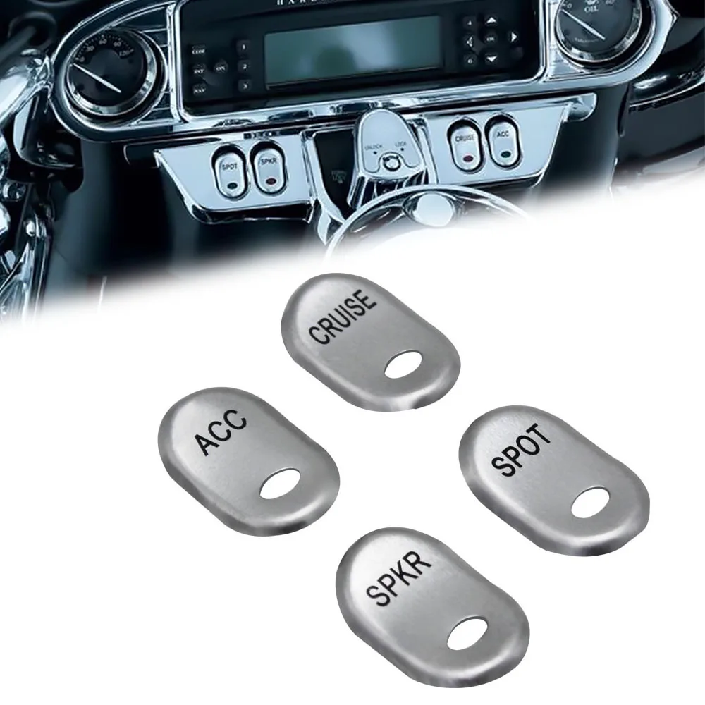4pcs Chrome Steel Motorcycle Rocker Panel Switch Button Covers Cap Kit For - £19.01 GBP