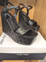 Nine West Black Wedge Heels Platform Shoes Quilted Womens Size 6.5M Nila3  Y2K - £39.90 GBP